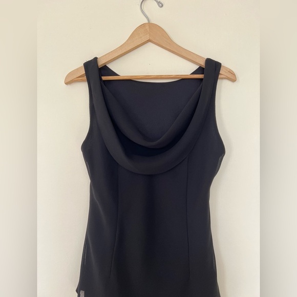 Serene Women Black Tiered Dress M(8-10) Cocktail Cowl Chiffon Preppy Ocassion - Picture 8 of 17